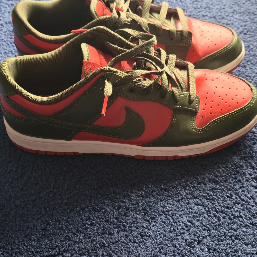 Nike Dunk Low Style Red and Olive Sneakers